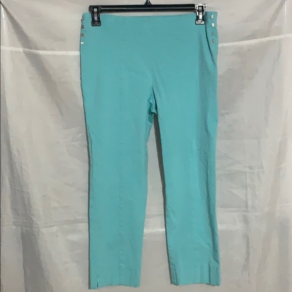 Rafaella Comfort Pull On Light Teal Capris, Size12 - Picture 2 of 7